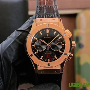 Hublot Classic Fusion Replica Watches 45mm Mens Black Dial Leather Strap 1:1 Clone Watch