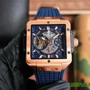Hublot Ferrari Replica Watches 45mm Mens Blue Dial Rubber Strap 1:1 Clone Watch
