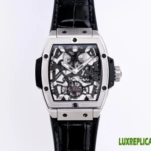 Hublot Masterpiece Replica Watches 45mm Mens Skeleton Dial Leather Strap 1:1 Clone Watch
