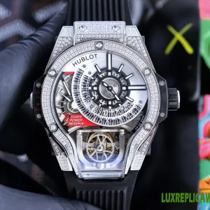 Hublot MP Series Replica Watches 45mm Mens Silver Dial Rubber Strap 1:1 Clone Watch