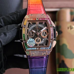 Hublot Spirit of Big Bang Replica Watches 42mm Mens Black Dial Rubber Strap 1:1 Clone Watch