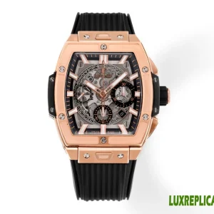Hublot Spirit of Big Bang Replica Watches 45mm Mens Skeleton Dial Rubber Strap 1:1 Clone Watch