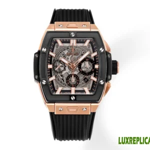 Hublot Spirit of Big Bang Replica Watches 45mm Mens Black Dial Rubber Strap 1:1 Clone Watch