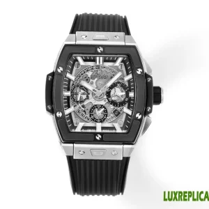 Hublot Spirit of Big Bang Replica Watches 45mm Mens Black Dial Rubber Strap 1:1 Clone Watch