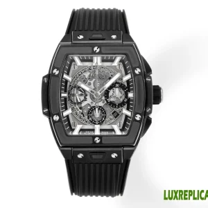 Hublot Spirit of Big Bang Replica Watches 45mm Mens Skeleton Dial Rubber Strap 1:1 Clone Watch