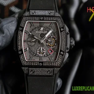 Hublot Spirit of Big Bang Replica Watches 42mm Mens Skeleton Dial Rubber Strap 1:1 Clone Watch