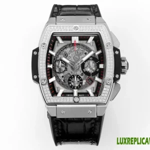 Hublot Spirit of Big Bang Replica Watches 45mm Mens Black Dial Leather Strap 1:1 Clone Watch