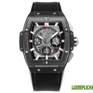 Hublot Spirit of Big Bang Replica Watches 45mm Mens Black Dial Rubber Strap 1:1 Clone Watch
