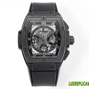 Hublot Spirit of Big Bang Replica Watches 45mm Mens Black Dial Rubber Strap 1:1 Clone Watch