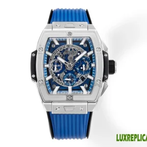 Hublot Spirit of Big Bang Replica Watches 45mm Mens Blue Dial Rubber Strap 1:1 Clone Watch