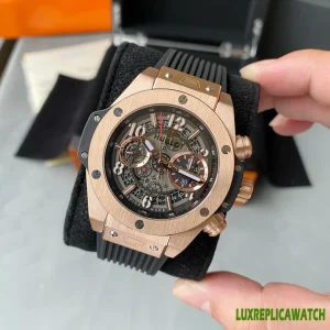 Hublot Spirit of Big Bang Replica Watches 45mm Mens Brown Dial Rubber Strap 1:1 Clone Watch