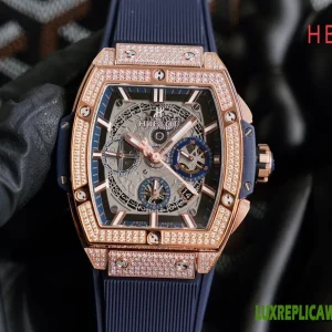 Hublot Spirit of Big Bang Replica Watches 42mm Mens Silver Dial Rubber Strap 1:1 Clone Watch