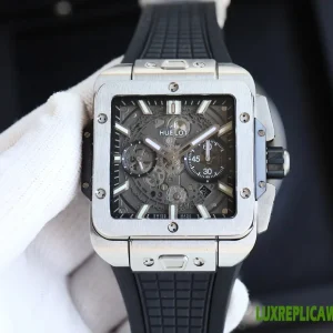 Hublot Square Bang Unico Replica Watches 42mm Mens Black Dial Rubber Strap 1:1 Clone Watch