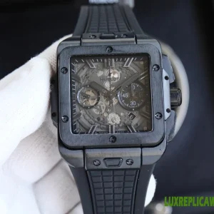Hublot Square Bang Unico Replica Watches 42mm Mens Black Dial Rubber Strap 1:1 Clone Watch