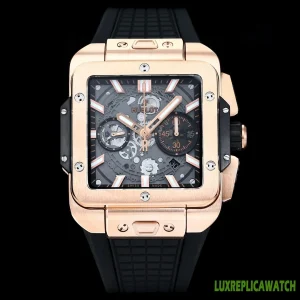 Hublot Square Bang Unico Replica Watches 42mm Mens Skeleton Dial Rubber Strap 1:1 Clone Watch