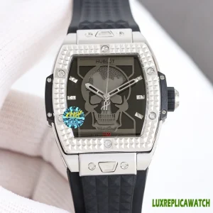 Hublot Skull Collection Replica Watches 42mm Mens Black Dial Rubber Strap 1:1 Clone Watch