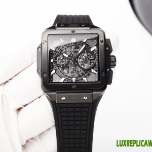 Hublot Square Bang Unico Replica Watches 42mm Mens Black Dial Rubber Strap 1:1 Clone Watch