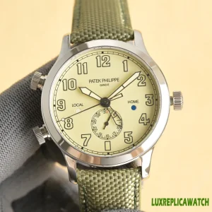 Patek Philippe Aquanaut Replica Watches 40.8mm Mens Beige Dial Canvas Strap 1:1 Clone Watch