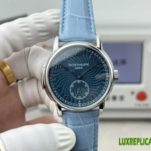 Patek Philippe Calatrava Replica Watches 40mm Mens Blue Dial Leather Strap 1:1 Clone Watch