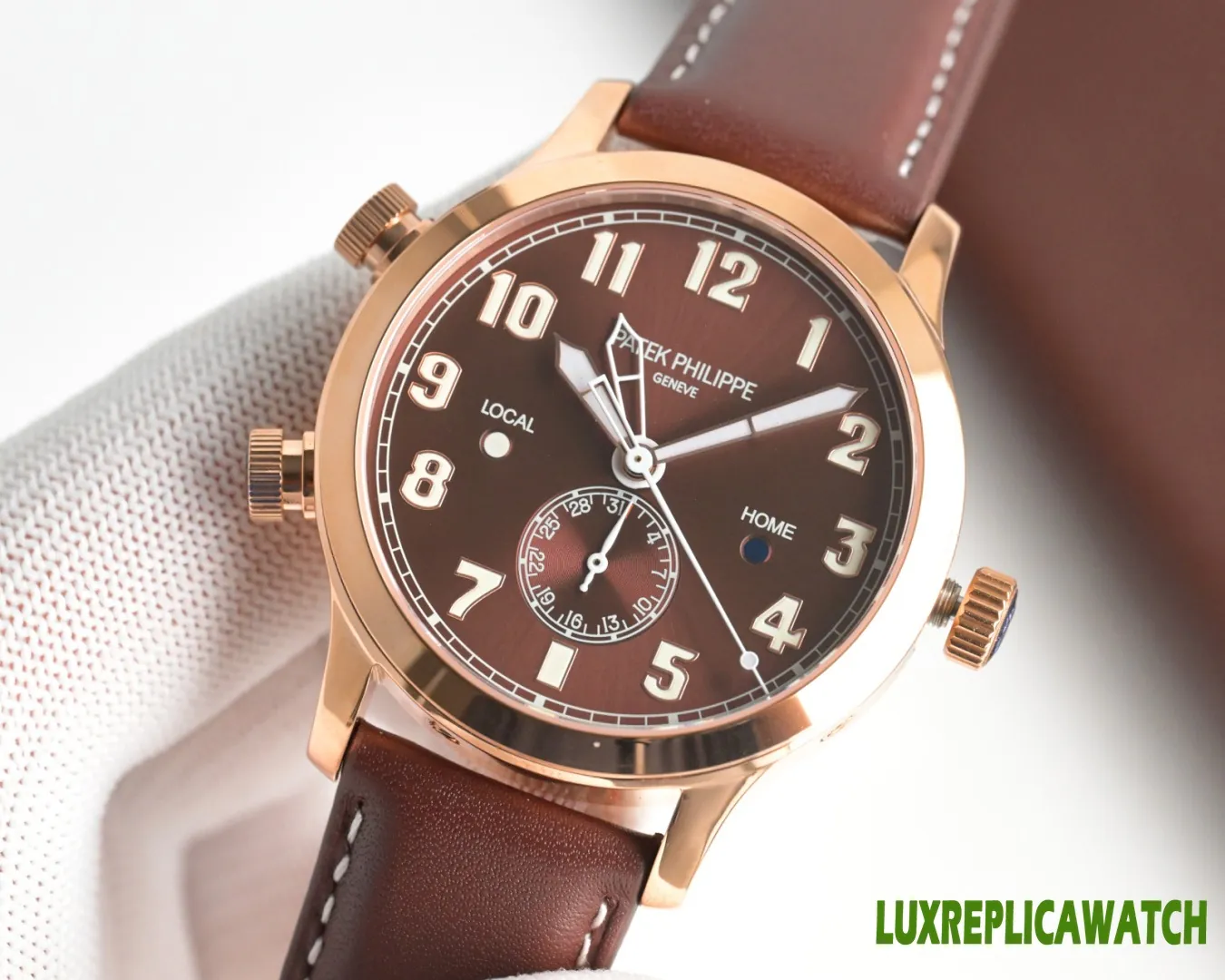 Patek Philippe Calatrava Replica Watches 40.8mm Mens Brown Dial Leather Strap 1:1 Clone Watch - Image 2