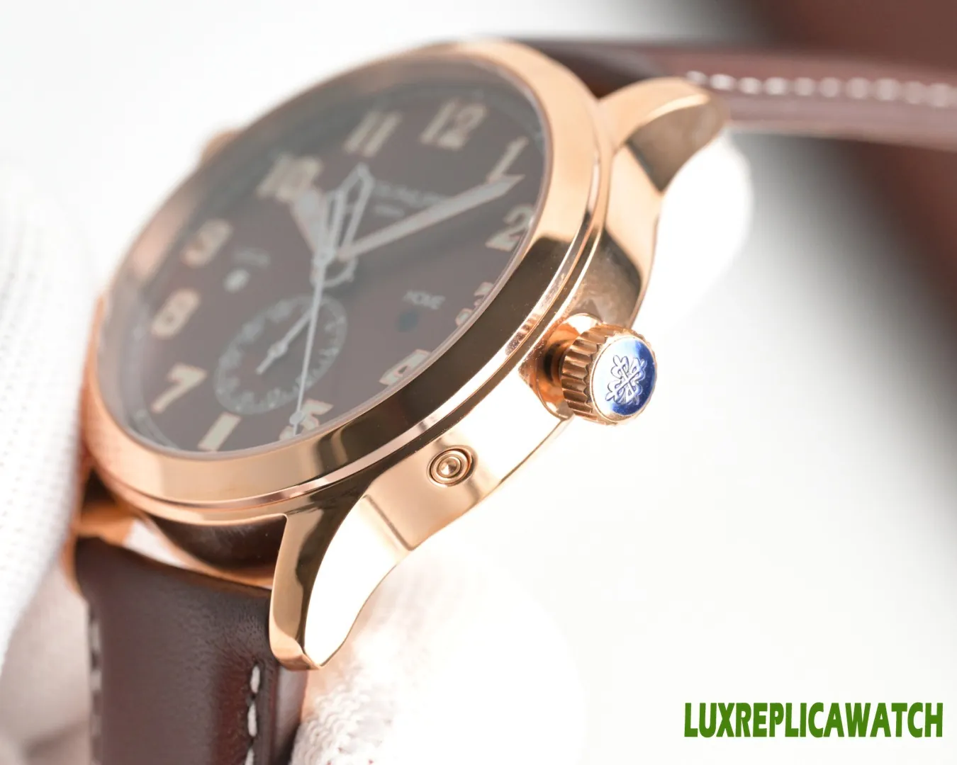 Patek Philippe Calatrava Replica Watches 40.8mm Mens Brown Dial Leather Strap 1:1 Clone Watch - Image 3