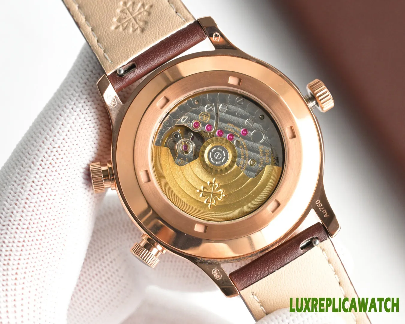Patek Philippe Calatrava Replica Watches 40.8mm Mens Brown Dial Leather Strap 1:1 Clone Watch - Image 4