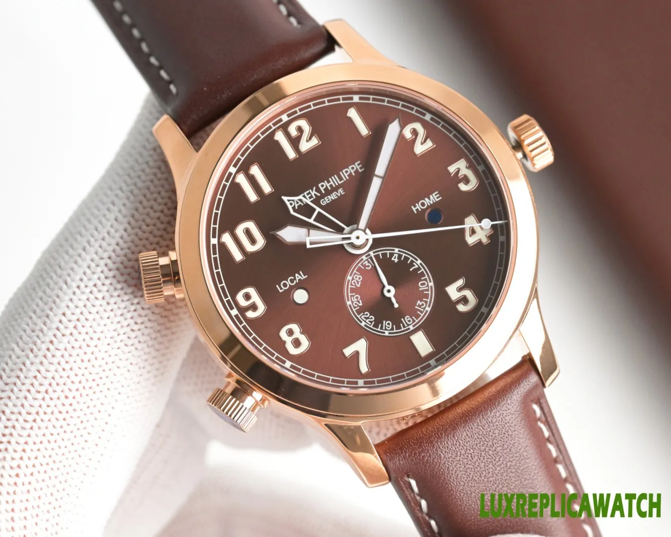 Patek Philippe Calatrava Replica Watches 40.8mm Mens Brown Dial Leather Strap 1:1 Clone Watch