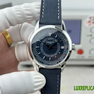 Patek Philippe Complications Replica Watches 40mm Mens Blue Dial Leather Strap 1:1 Clone Watch