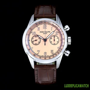 Patek Philippe Complications Replica Watches 41mm Mens Salmon Dial Leather Strap 1:1 Clone Watch