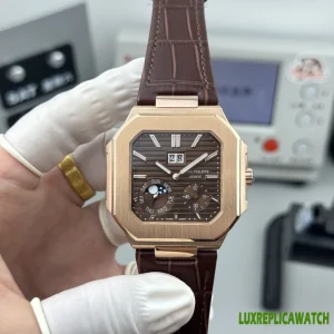 Patek Philippe Cubitus Replica Watches 45mm Mens Brown Dial Leather Strap 1:1 Clone Watch