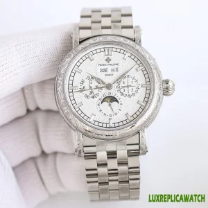 Patek Philippe Grand Complication Replica Watches 42mm Mens White Dial Metal Bracelet 1:1 Clone Watch