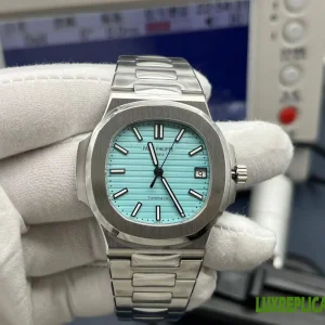 Patek Philippe Nautilus Tiffany Co Replica Watches 40mm Mens Turquoise Dial Metal Bracelet 1:1 Clone Watch