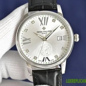 Patek Philippe Twenty-4 Replica Watches 40mm Mens White Dial Leather Strap 1:1 Clone Watch