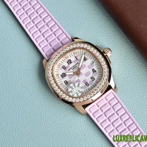Patek Philippe Twenty-4 Replica Watches 35mm Womens Lavender Dial Rubber Strap 1:1 Clone Watch