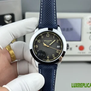 Patek Philippe Calatrava Replica Watches 40mm Mens Grey Dial Rubber Strap 1:1 Clone Watch