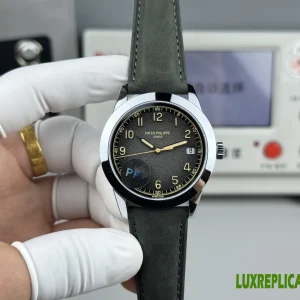 Patek Philippe Calatrava Replica Watches 40mm Mens Black Dial Leather Strap 1:1 Clone Watch