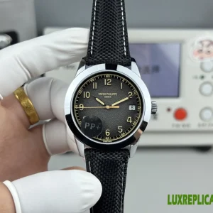 Patek Philippe Calatrava Replica Watches 40mm Mens Black Dial Leather Strap 1:1 Clone Watch