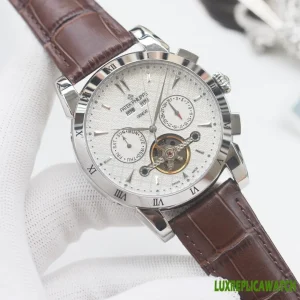Patek Philippe Complications Replica Watches 42mm Mens White Dial Leather Strap 1:1 Clone Watch