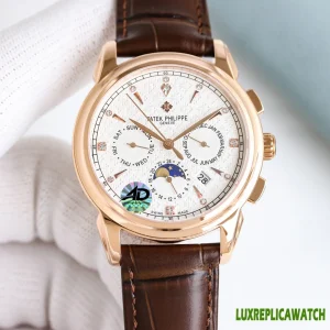Patek Philippe Complications Replica Watches 42mm Mens White Dial Leather Strap 1:1 Clone Watch