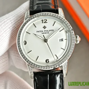 Patek Philippe Gondolo Replica Watches 38mm Mens White Dial Leather Strap 1:1 Clone Watch