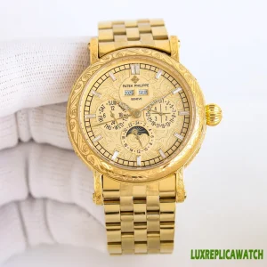 Patek Philippe Grand Complication Replica Watches 42mm Mens Gold Dial Metal Bracelet 1:1 Clone Watch