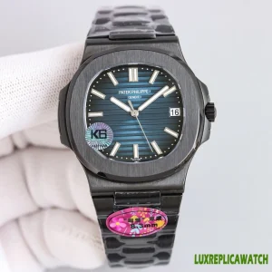 Patek Philippe Nautilus Replica Watches 40mm Mens Blue Dial Metal Bracelet 1:1 Clone Watch