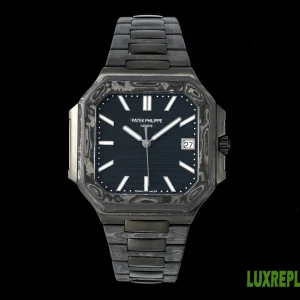 Patek Philippe Nautilus Replica Watches 40mm Mens Black Dial Metal Bracelet 1:1 Clone Watch
