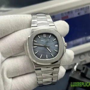 Patek Philippe Nautilus Replica Watches 40mm Mens Blue Dial Metal Bracelet 1:1 Clone Watch