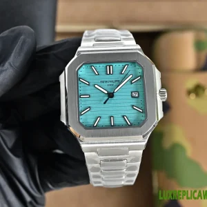 Patek Philippe Nautilus Replica Watches 45mm Mens Teal Dial Metal Bracelet 1:1 Clone Watch