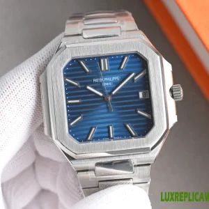 Patek Philippe Nautilus Replica Watches 45mm Mens Blue Dial Metal Bracelet 1:1 Clone Watch