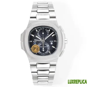 Patek Philippe Nautilus Replica Watches 40mm Mens Black Dial Metal Bracelet 1:1 Clone Watch