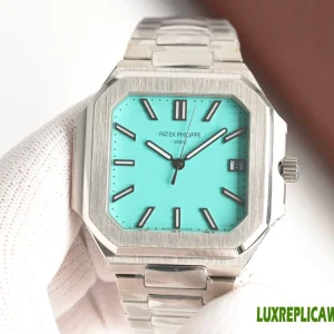 Patek Philippe Nautilus Replica Watches 45mm Mens Turquoise Dial Metal Bracelet 1:1 Clone Watch