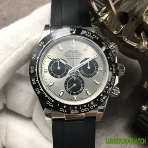 Rolex Daytona Replica Watches 40mm Mens White Dial Rubber Strap 1:1 Clone Watch