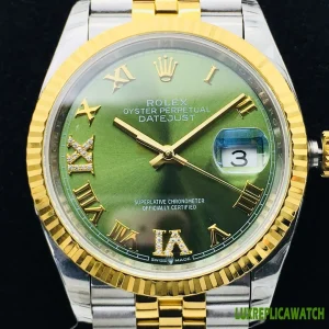 Rolex Datejust Replica Watches 36mm Mens Green Dial Metal Bracelet 1:1 Clone Watch